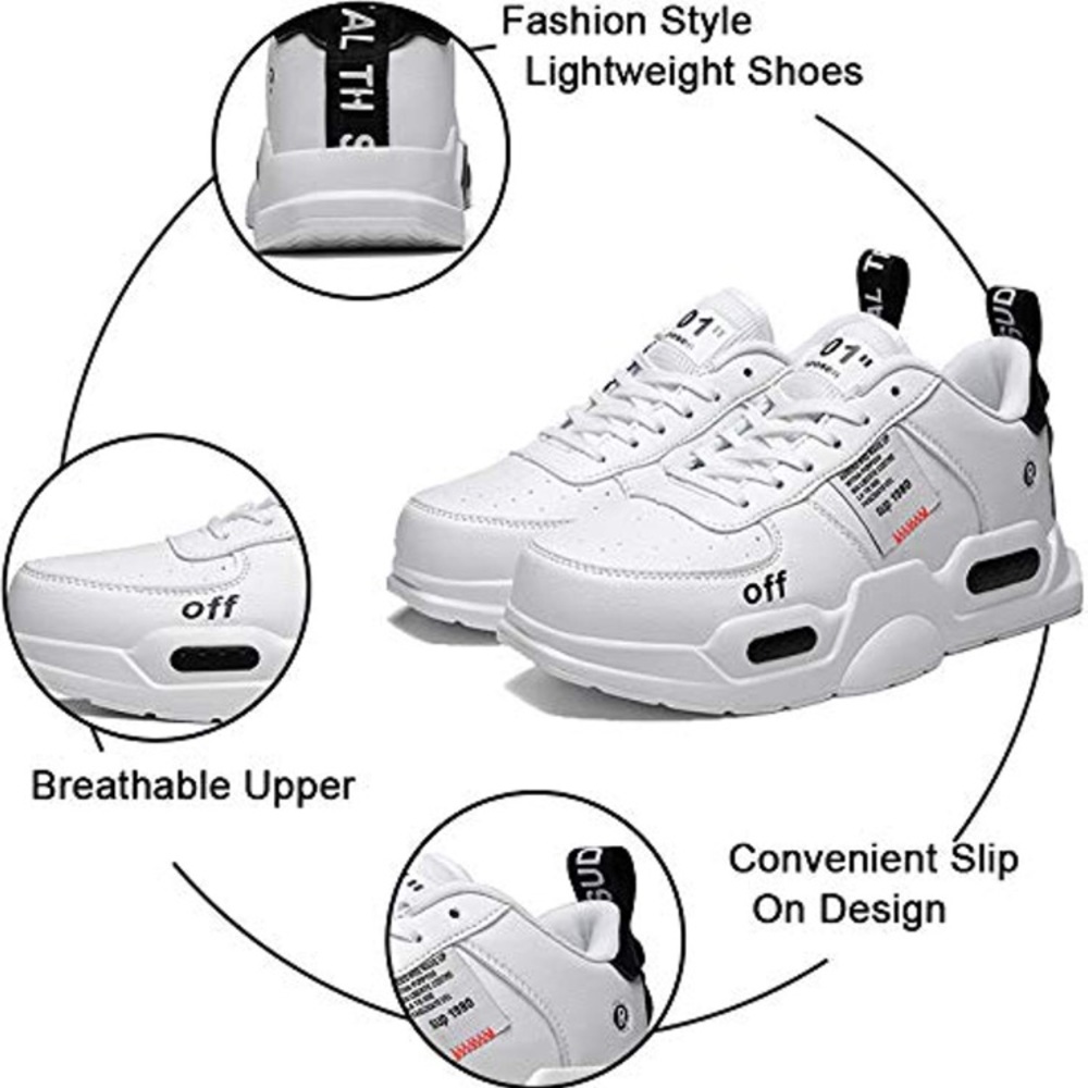 Unisex Low Top  Sport Athletic Shoes-White - Picture 3 of 8